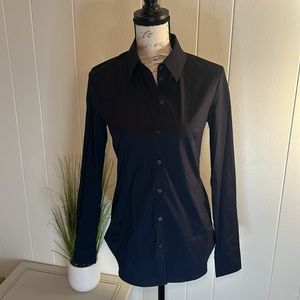 COS Dark Navy Blue Button Down Collared Shirt size Women’s 6